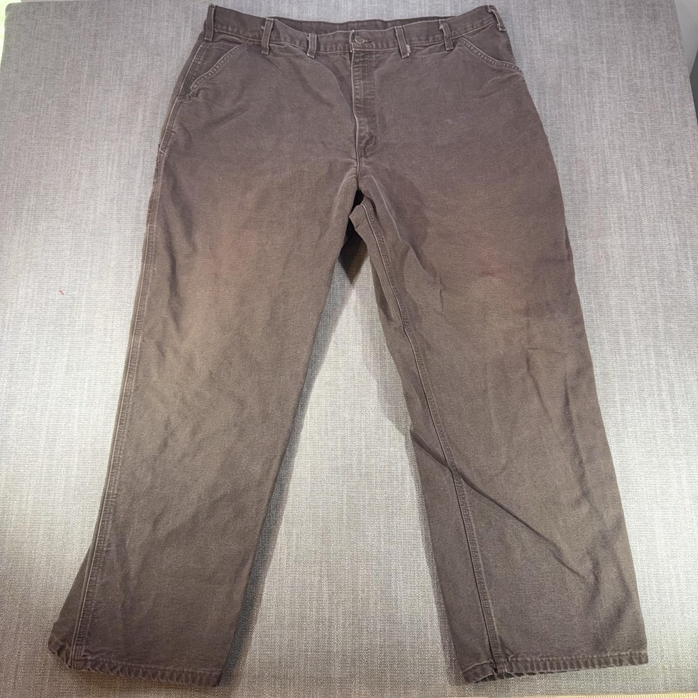 Carhartt Dungaree Fit Pants Mens 44x32 Brown B11 DKB Duck Canvas Carpenter Work